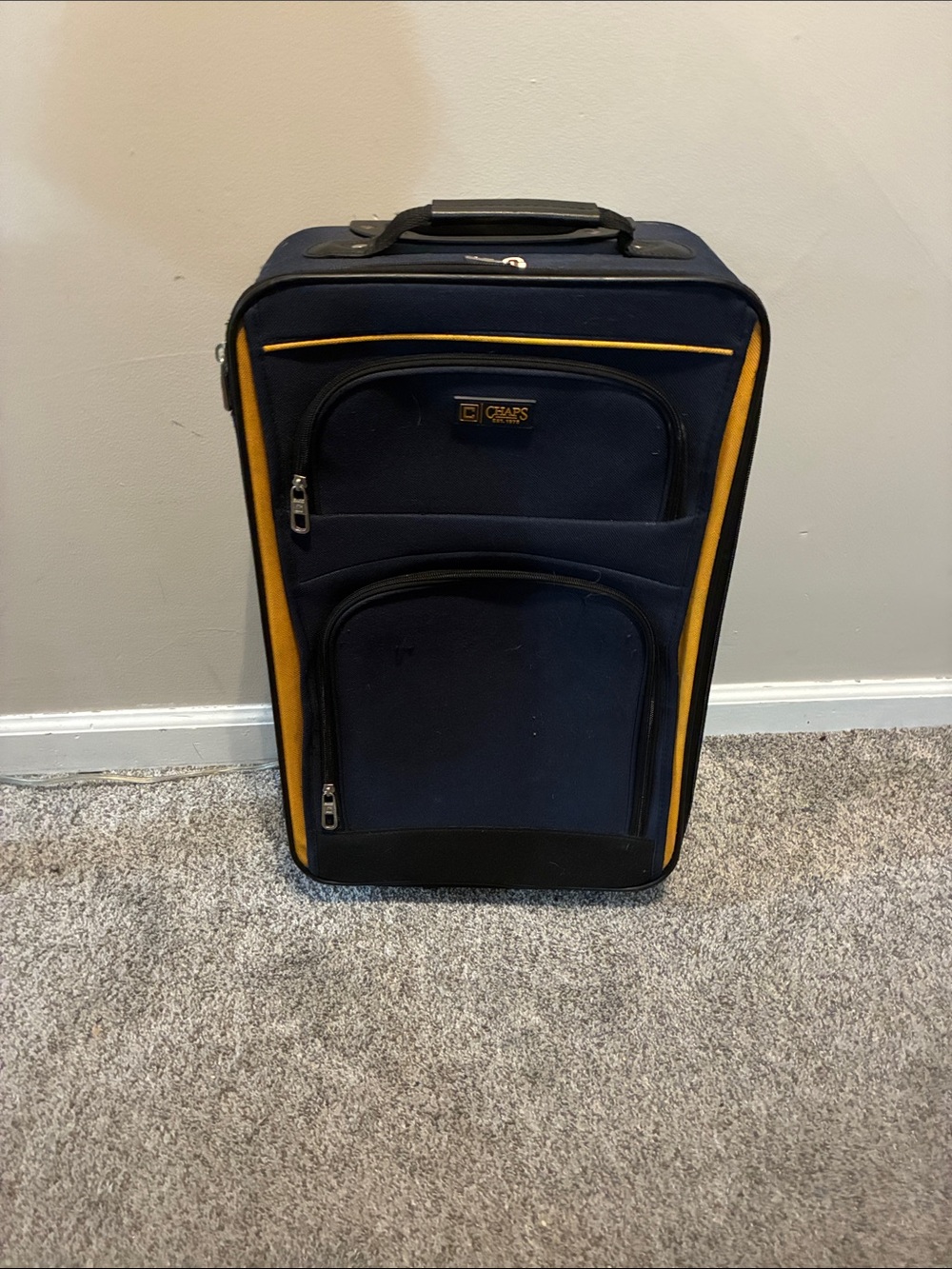 Vintage Chaps Navy and Yellow Upright Travel Carry-On Bag